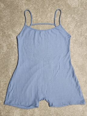 Floerns Ribbed Cami Romper XL Blue Bodycon Stretch Summer Lounge NWT